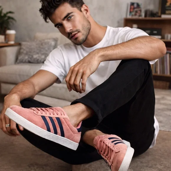 Adidas Gazelle Suede Sneakers Pink/Black Classic Casual Shoes - Picture 1 of 6